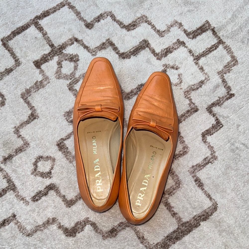 Prada Burnt Orange Leather Flats